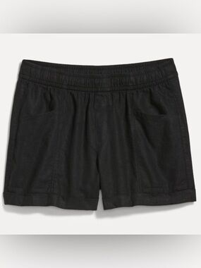 Old Navy women’s black linen blend utility shorts 3 1/2 inseam w/ pockets large